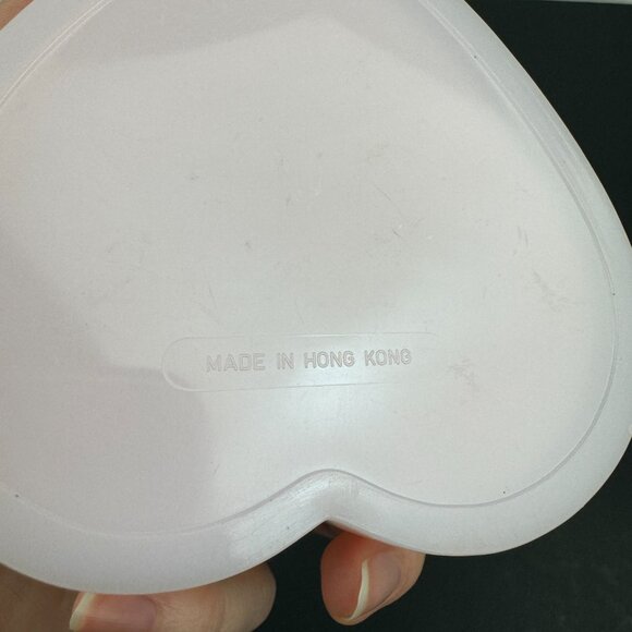 Vtg 3 Sizes Plastic Pink Heart Shaped Nesting Containers w Lids Floral Flowers - Picture 9 of 9